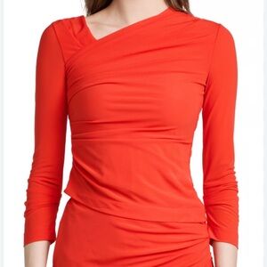 helmut Lang Asymmetrical Red Long Sleeve Top - size medium